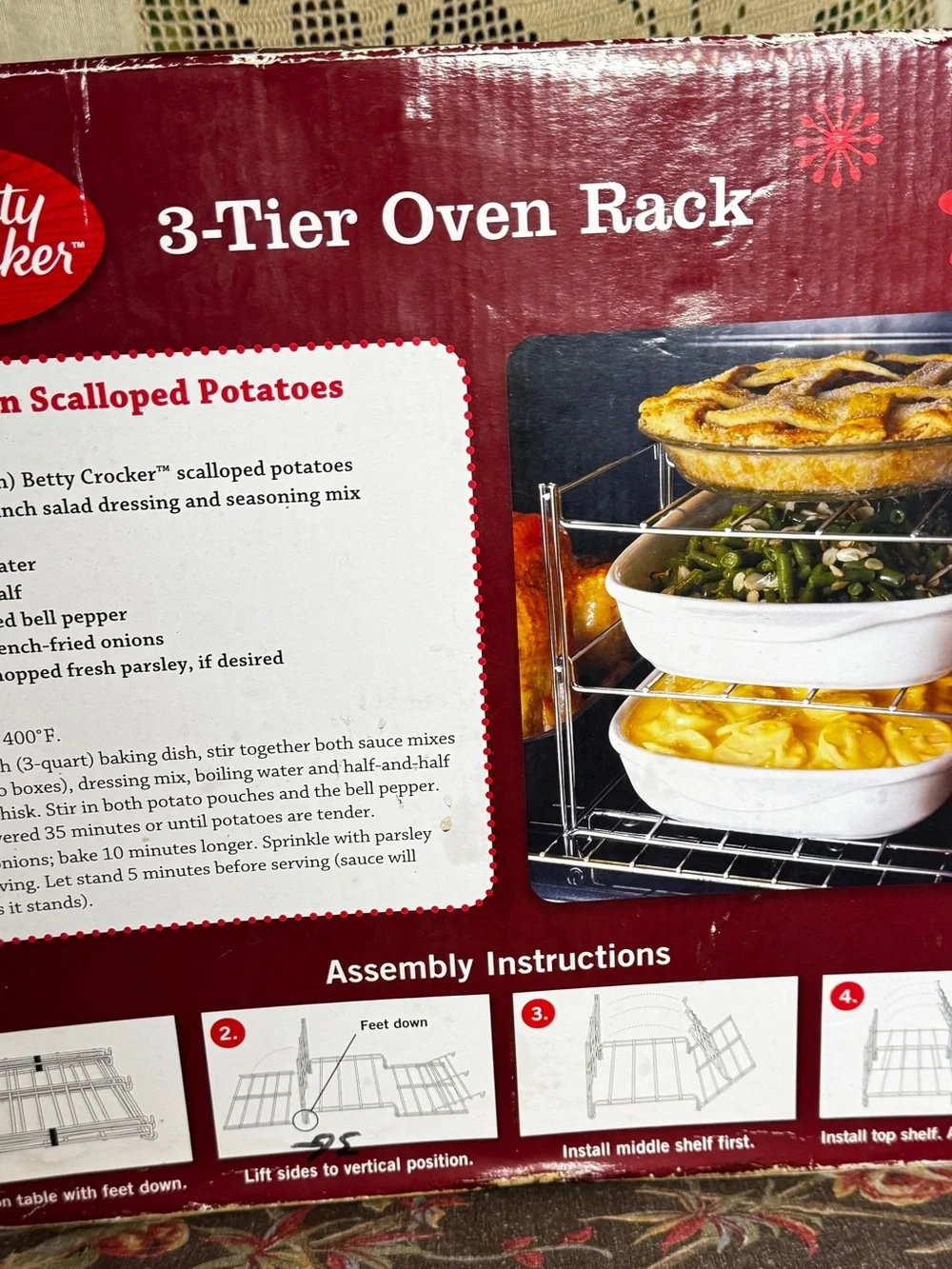 Betty Crocker 3-Tier Collapsible Oven Baking Rack Nickel Plated Steel Compact